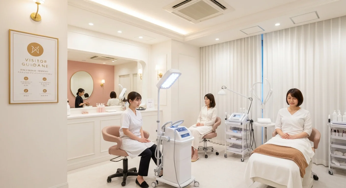 落ち着いた照明の受付まわりと来店案内のイメージ写真